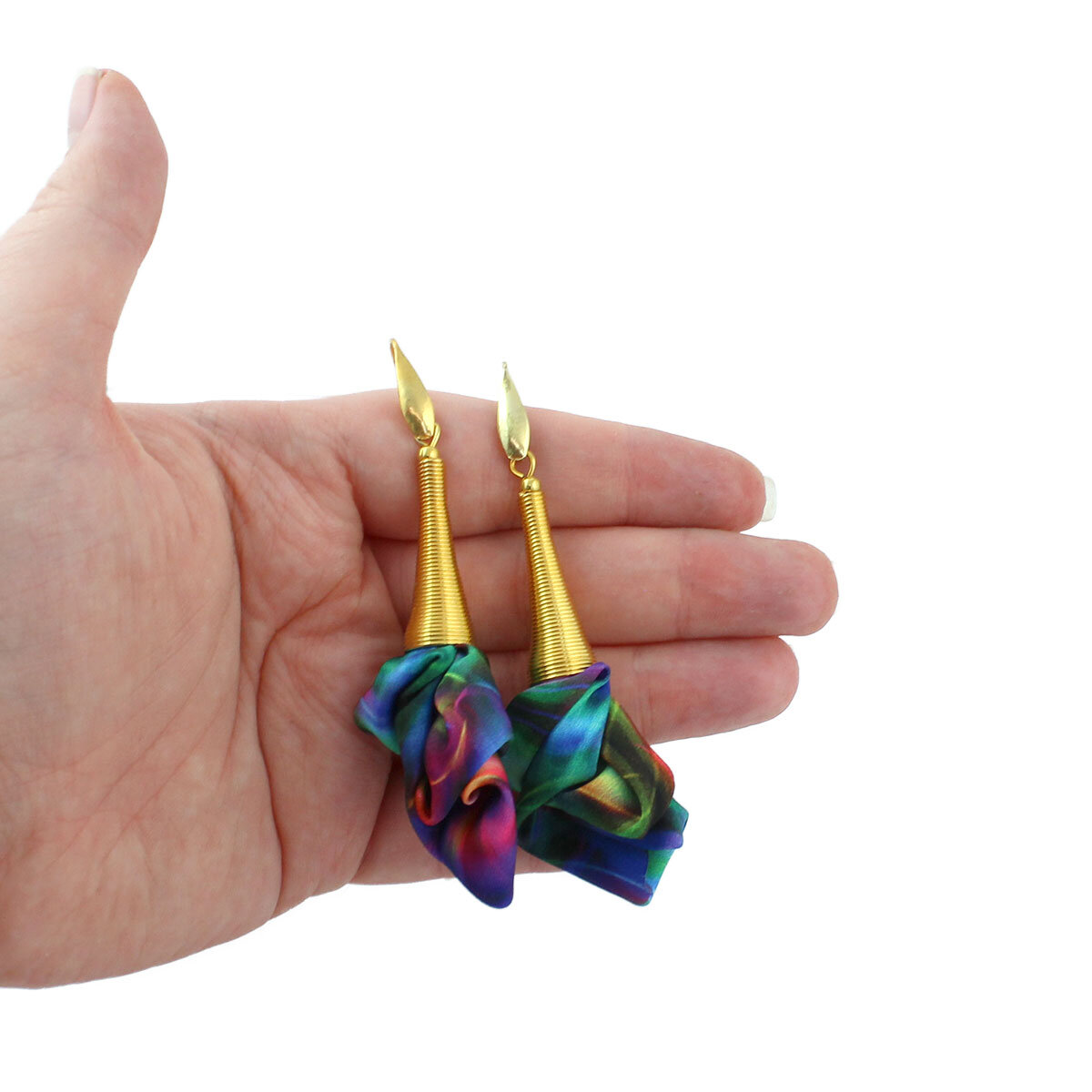 Unikatowe kolczyki kwiaty Lume Design multikolor tęczowe złote stal