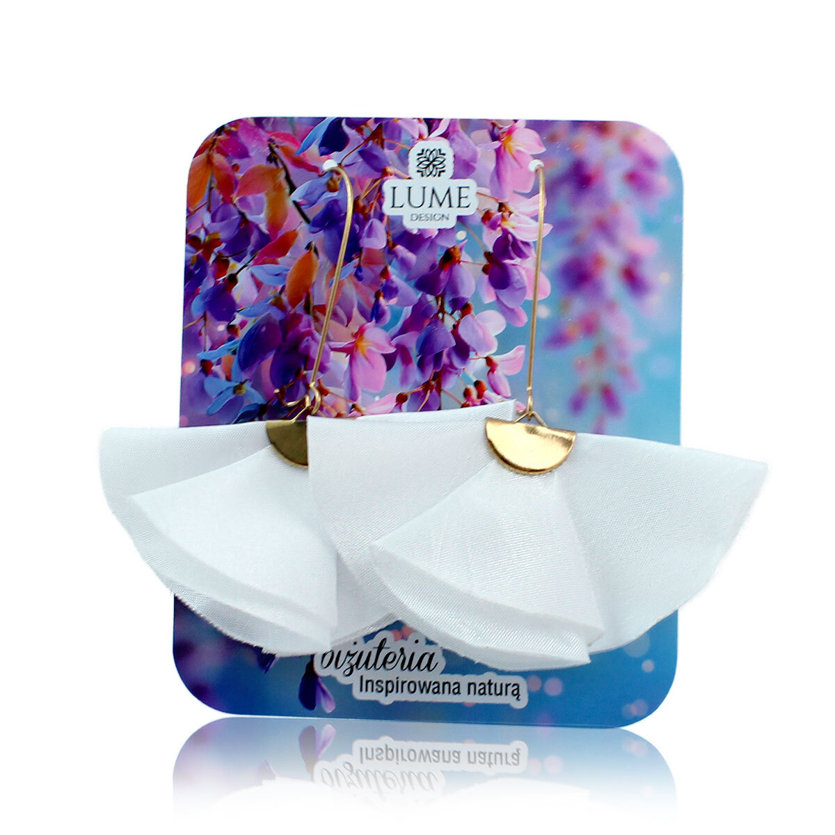 Kolczyki Wachlarze Białe Kolor Złoty KC Gold – Lume Design