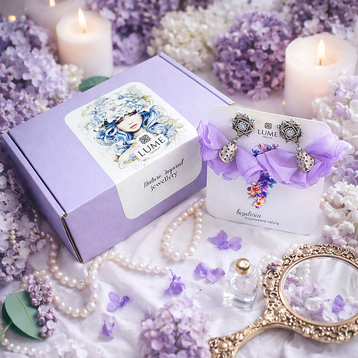 Lekkie Kolczyki Kwiaty Lawendowe Wrzosowe – Rękodzieło