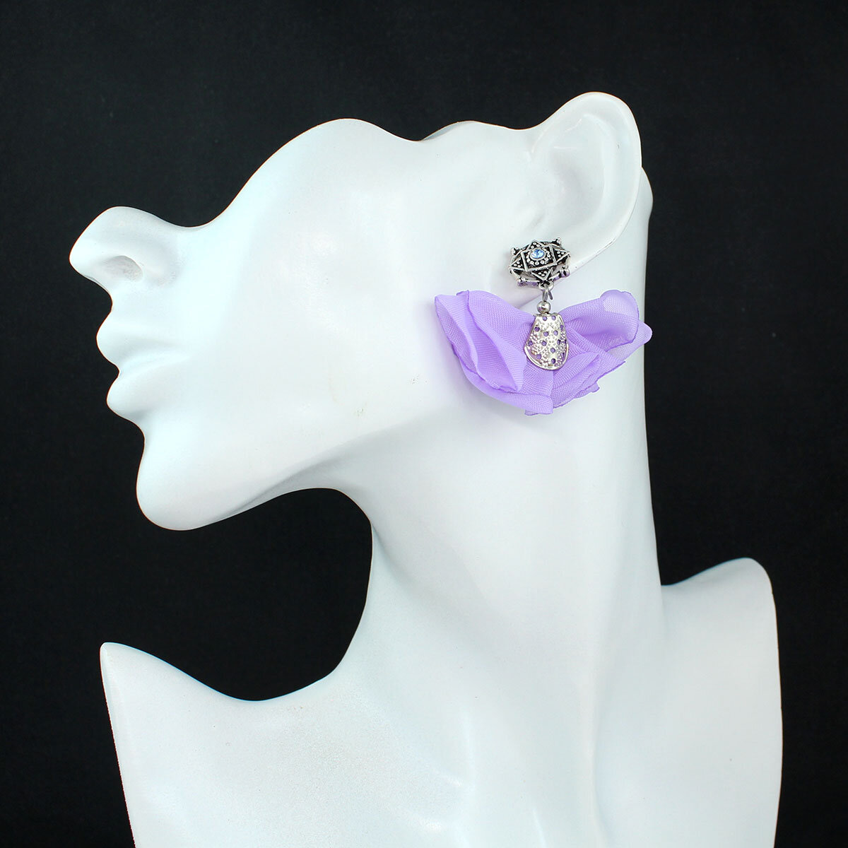 Lekkie Kolczyki Kwiaty Lawendowe Wrzosowe – Rękodzieło