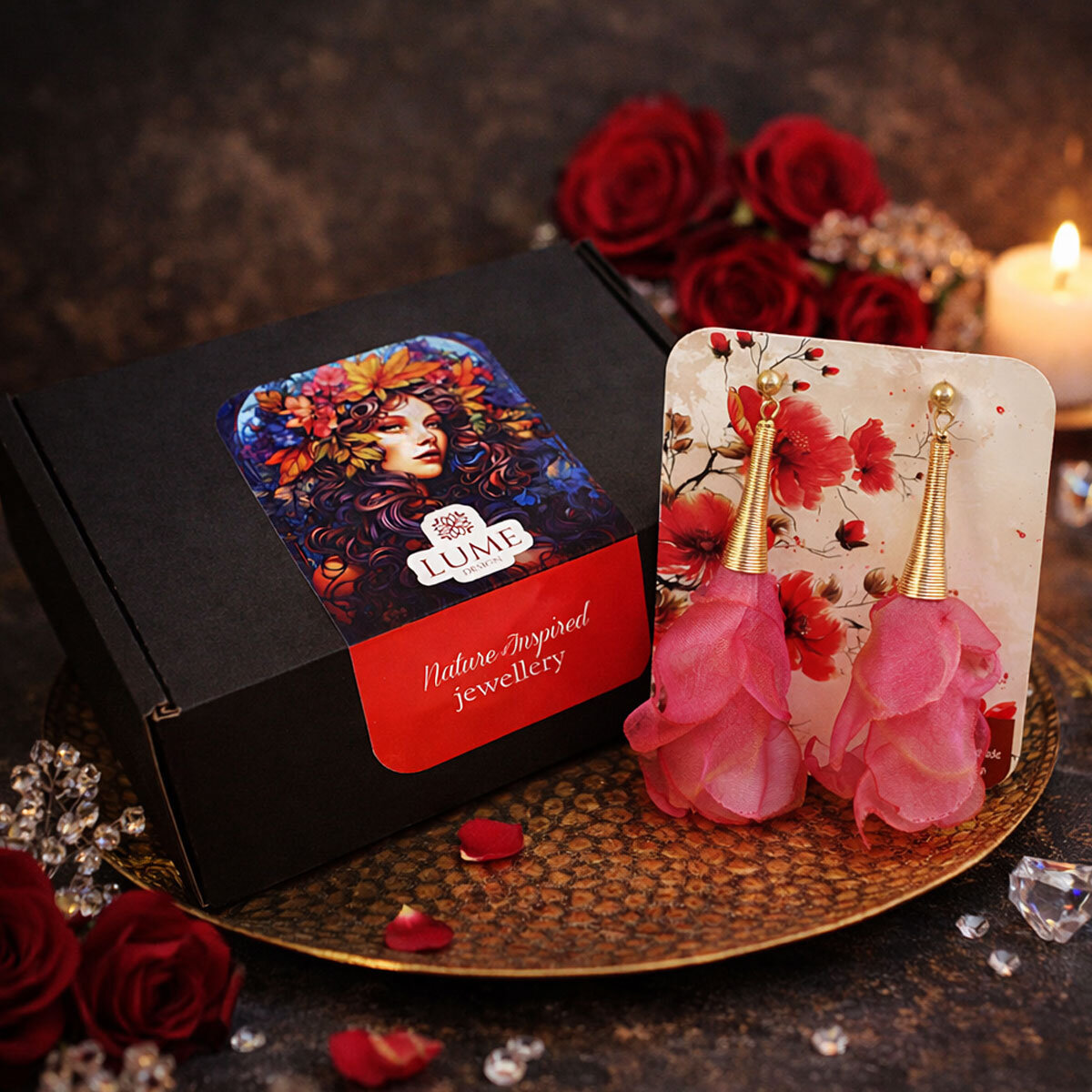 Kolczyki z tkaniny wielokolorowe mieniące lekkie handmade złote