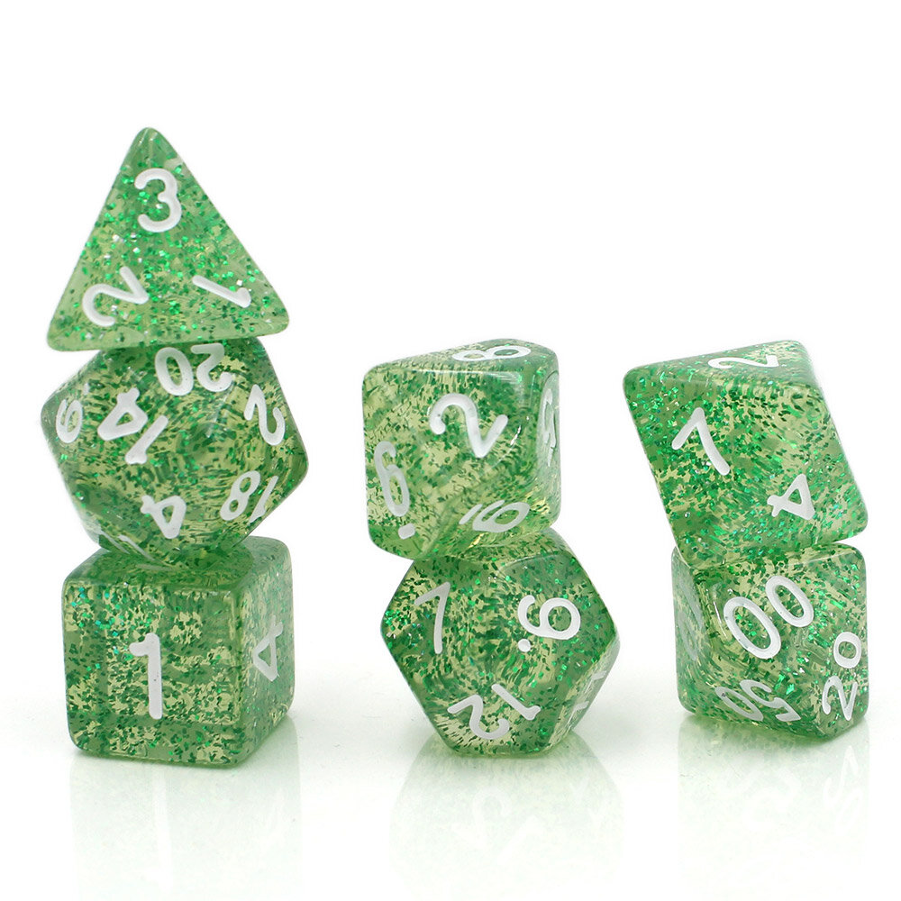 Tanie kości RPG Emerald Dust komplet Zestaw kości RPG Emerald Dust zielone z brokatem