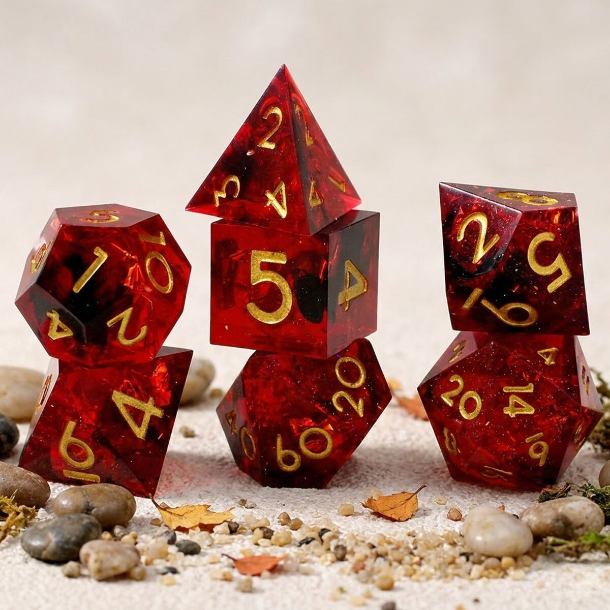 Zestaw kości RPG Sharp Edge Crimson Smoke czerwono-czarne