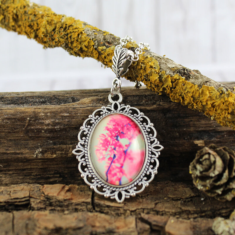 Szklany medalion Sakura Kwiaty