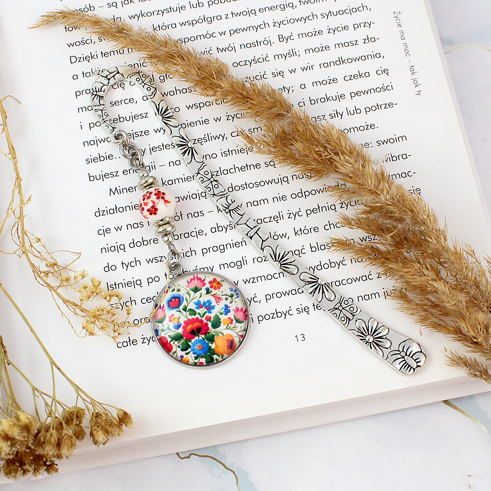 Zakładka do książki Ludowe Kwiaty Folk Prezent Nauczyciela