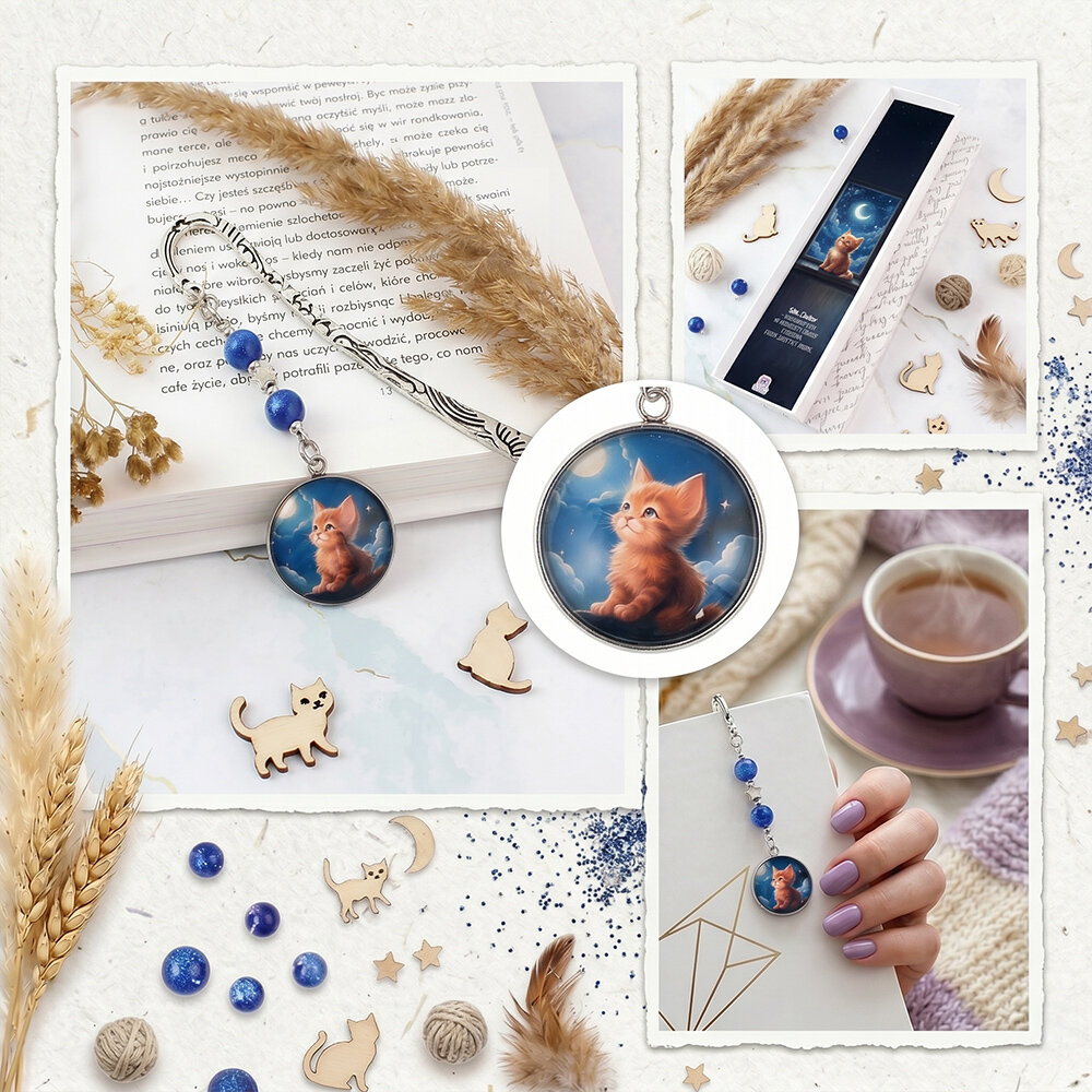 Zakładka do książki Kotek Noc Prezent dla Kociary Przyjaciółki