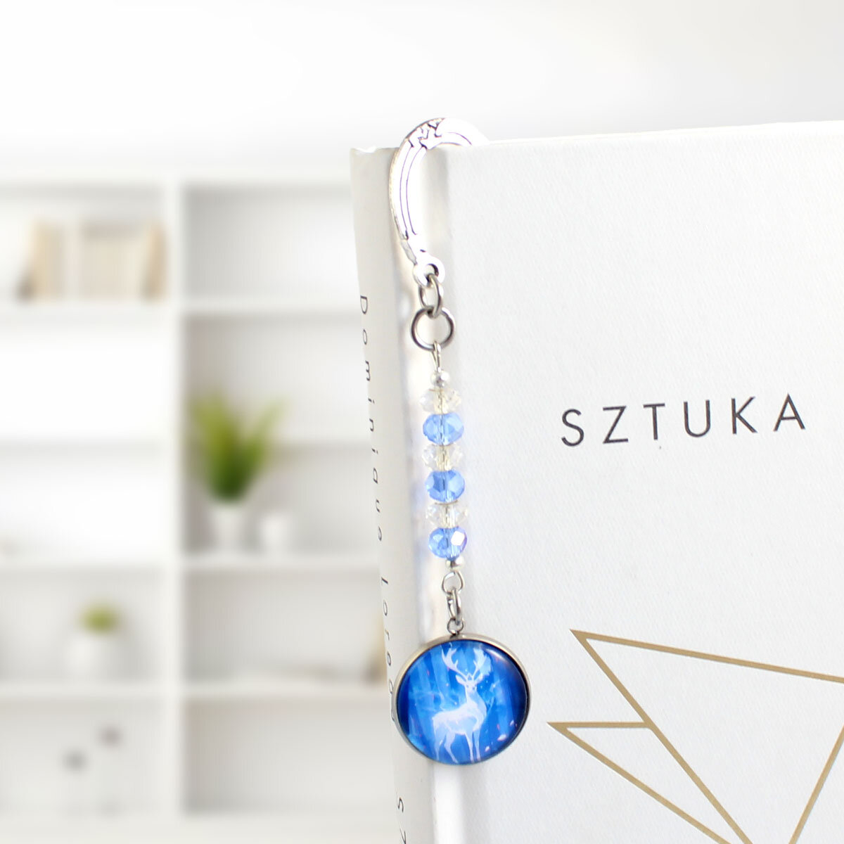 Zakładka do książki z motywem Harry’ego Pottera – Patronus jelen Zakładka do książki Harry Potter patronus jelen kryształki