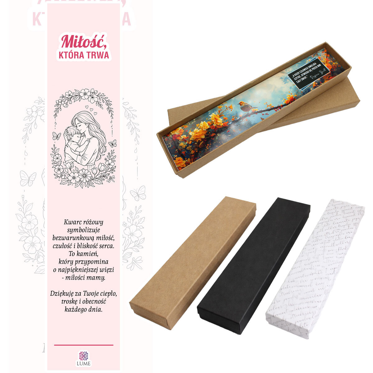Zakładka do książki dla mamy Kwarc Różowy Prezent