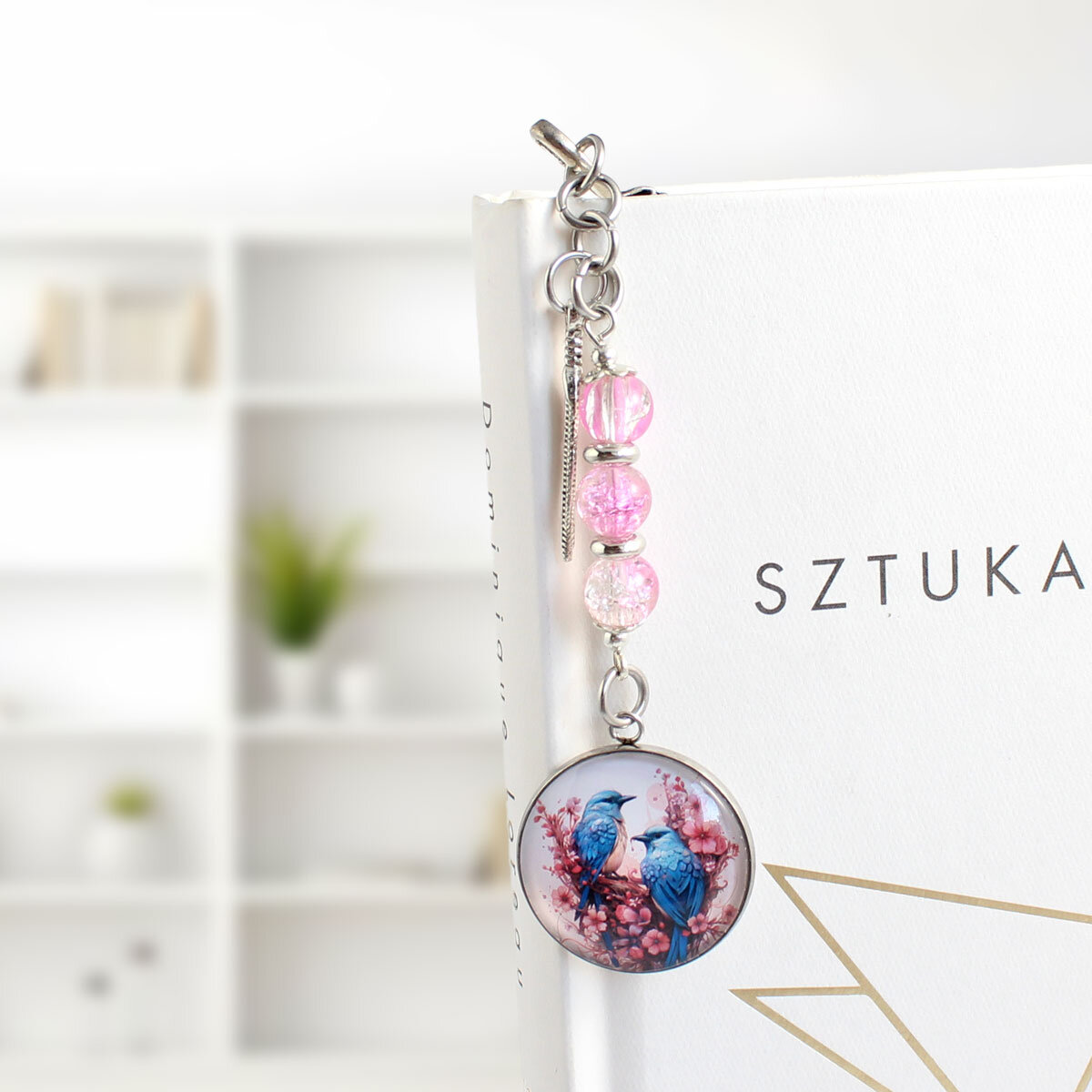 Zakładka do książki z ptaszkami, antyczne srebro, różane kwiaty – Lume Design Zakładka do książki z ptaszkami, antyczne srebro, różane kwiaty – Lume Design
