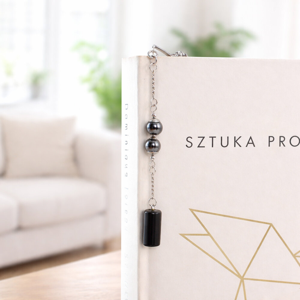 Zakładka do książki cienka delikatna Onyks Hematyt Siła