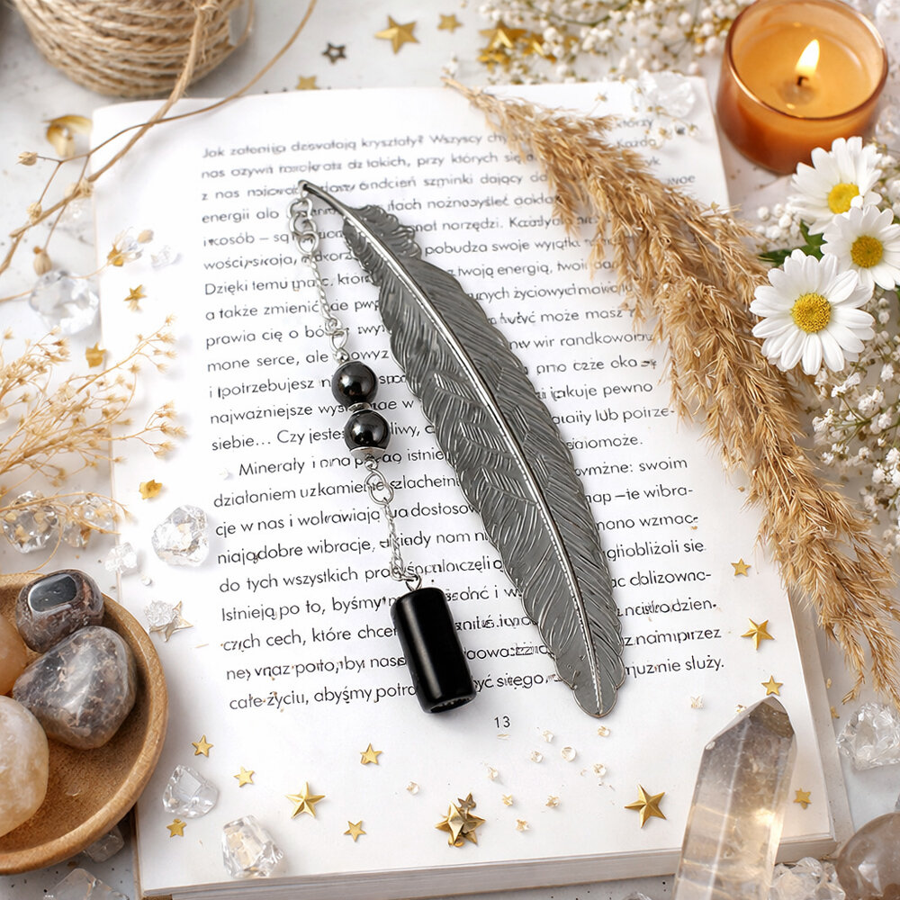 Zakładka do książki cienka delikatna Onyks Hematyt Siła