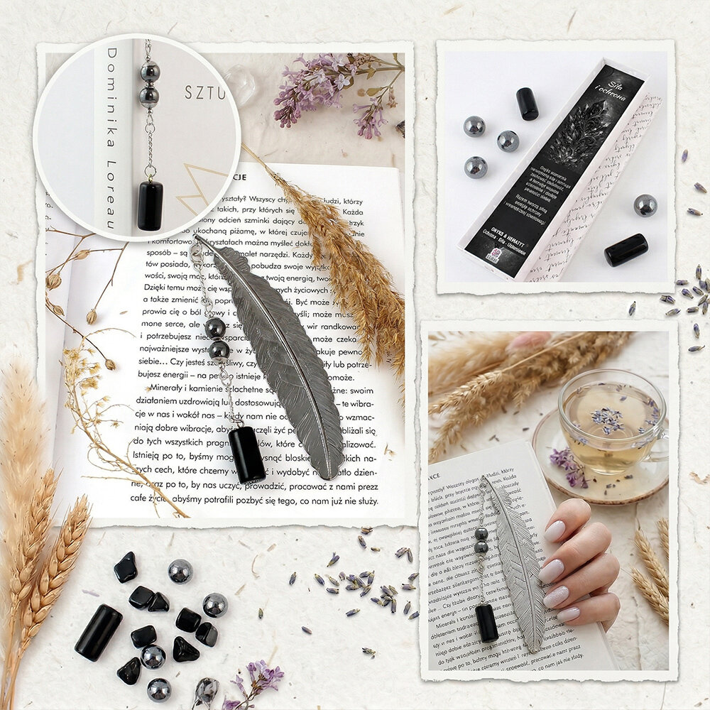 Zakładka do książki cienka delikatna Onyks Hematyt Siła