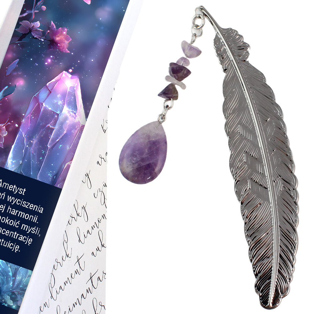 Zakładka do książki cienka delikatna Ametyst Fioletowa