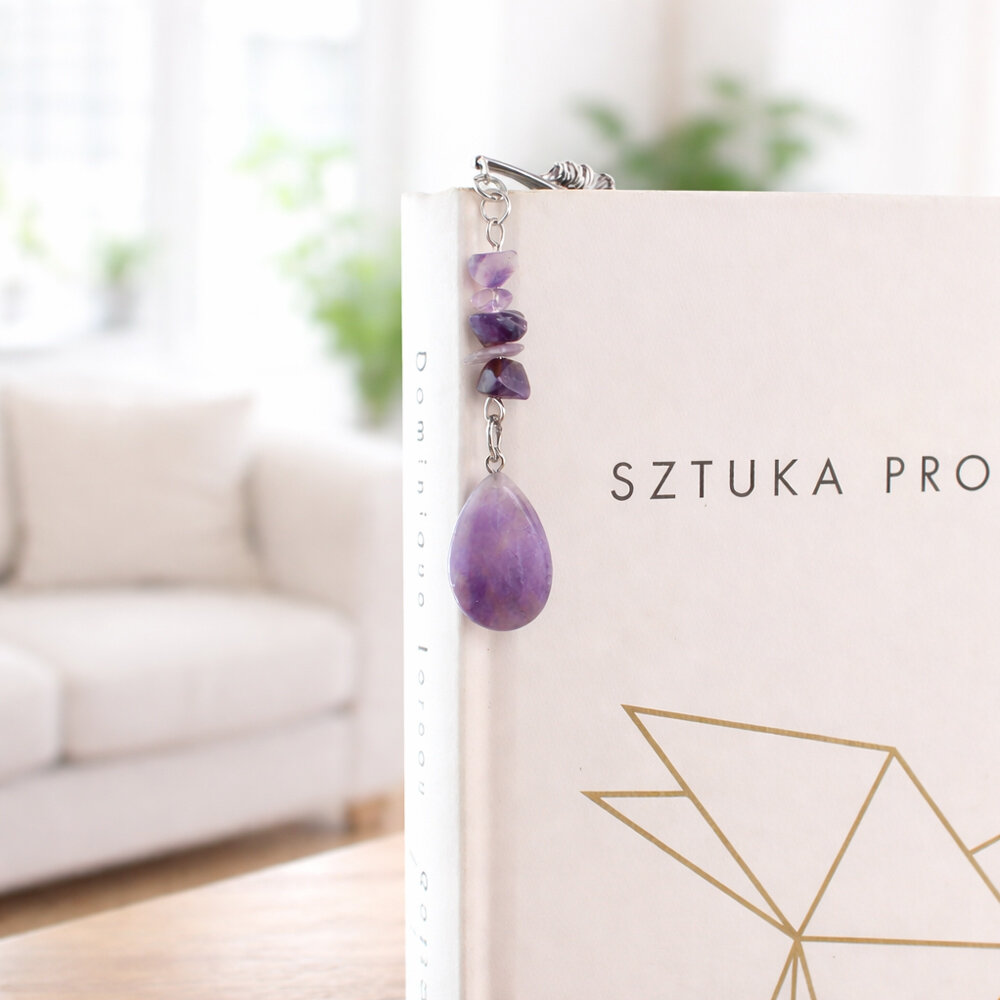 Zakładka do książki cienka delikatna Ametyst Fioletowa