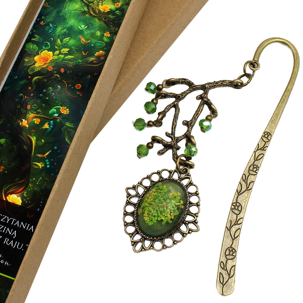 zakładka do książki z prawdziwymi kwiatami w żywicy pomarańczowa jesienna upominek dla mamy dla babci