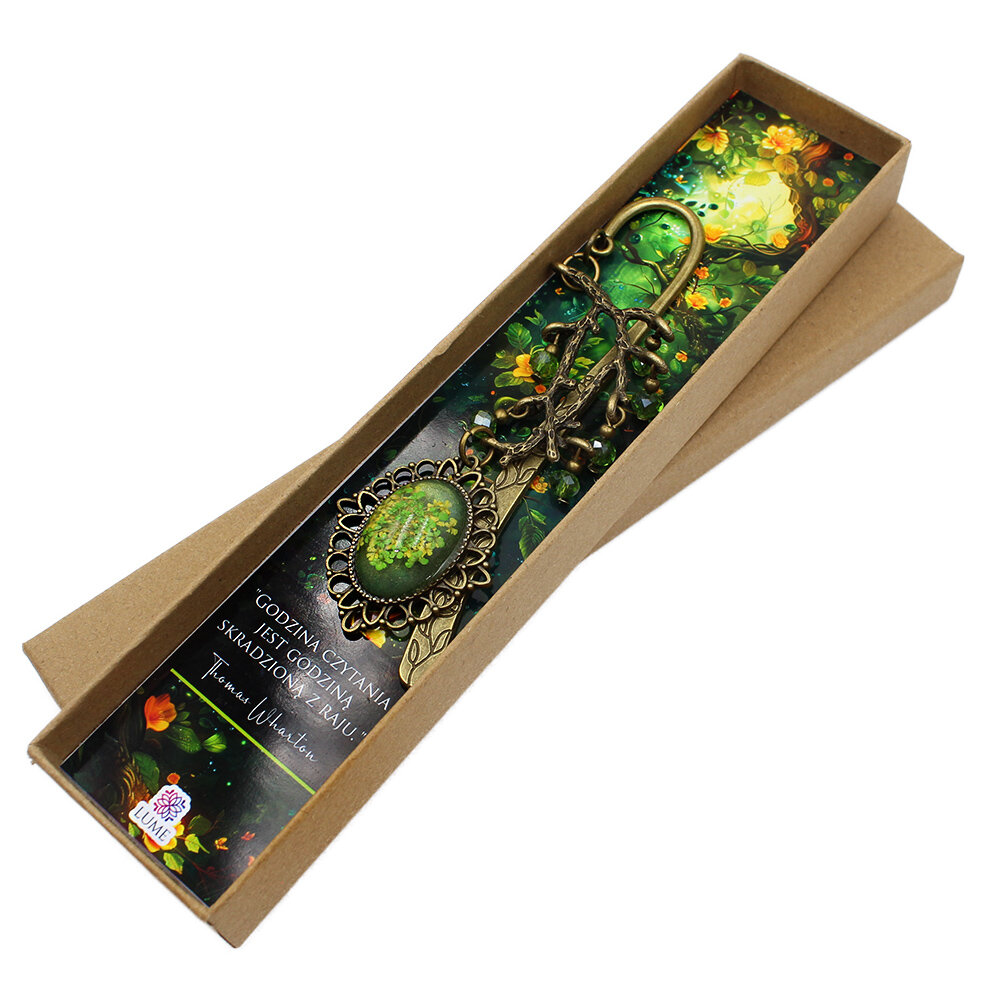 zakładka do książki z prawdziwymi kwiatami w żywicy żółta jesienna upominek