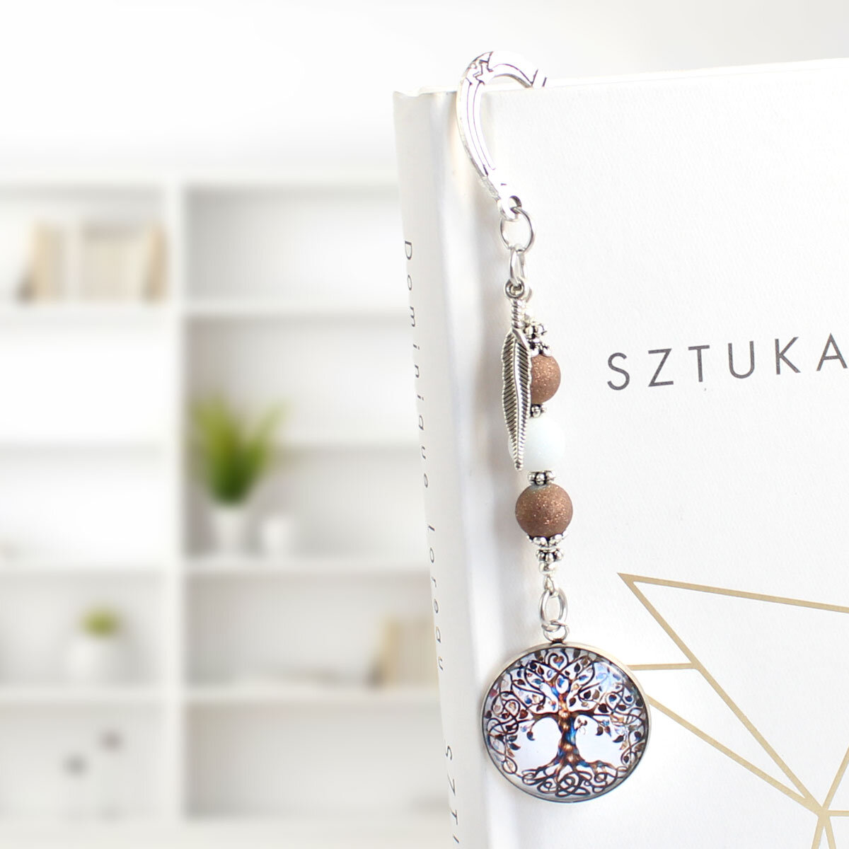 Zakładka do książki Drzewo Życia – talizman z koralikami w kolorze antycznego srebra Zakładka do książki z motywem Drzewa Życia, talizman, koraliki, antyczne srebro