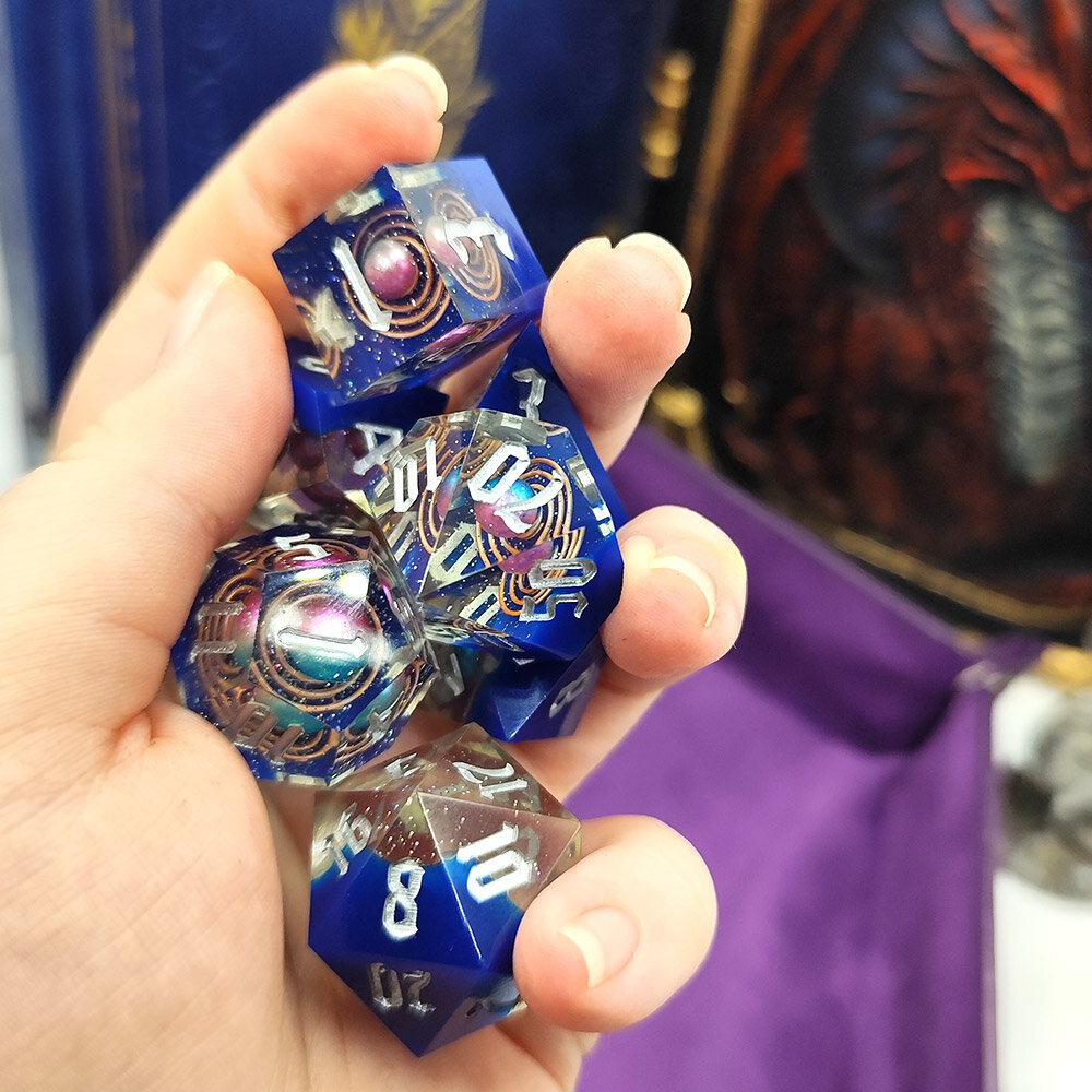 Zestaw kości wielościennych RPG planety galaktyczne ostre DnD kosmos scifi