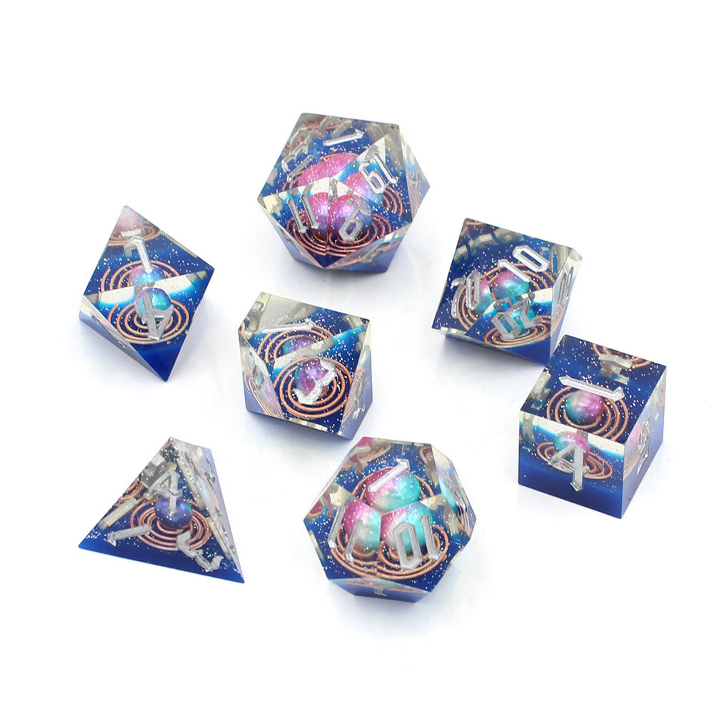 Zestaw kości wielościennych RPG planety galaktyczne ostre DnD kosmos scifi