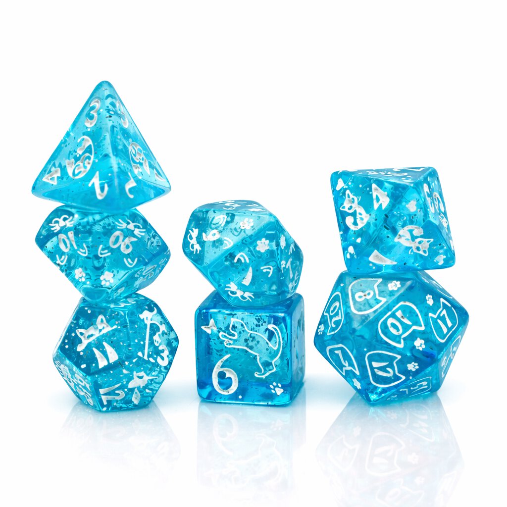 Zestaw kości wielościennych RPG na prezent z kotami DnD