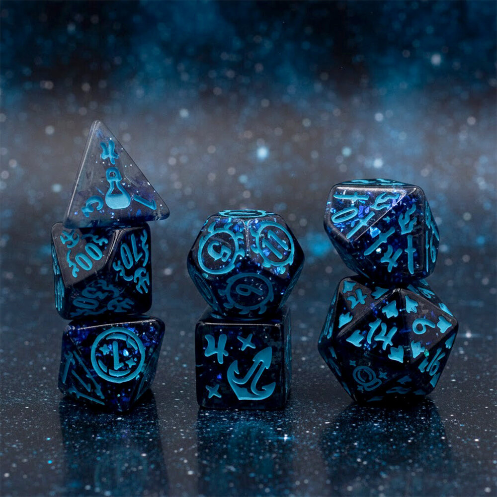 Kości RPG z symbolami – kolekcjonerski zestaw kości wielościennych