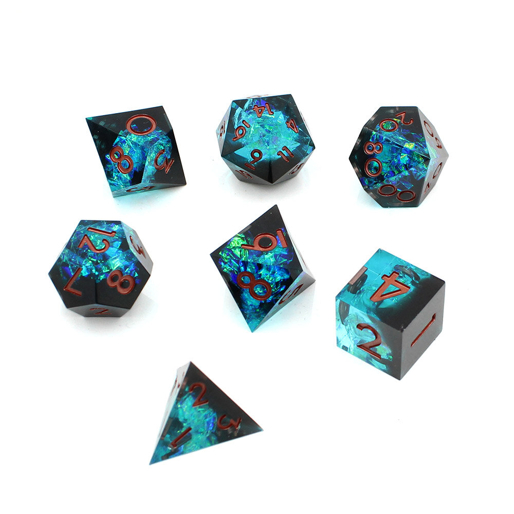 Zestaw kości wielościennych RPG holograficzne premium ostre DnD