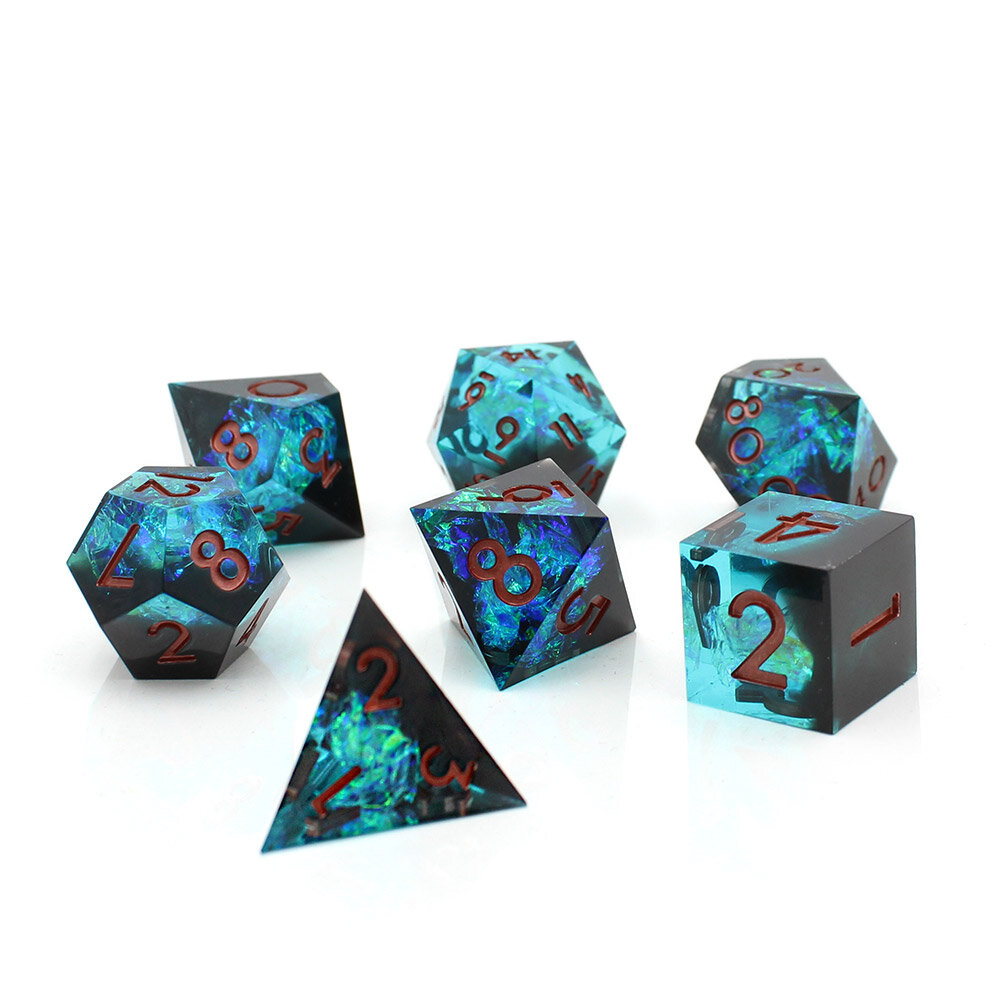 Zestaw kości wielościennych RPG holograficzne premium ostre DnD