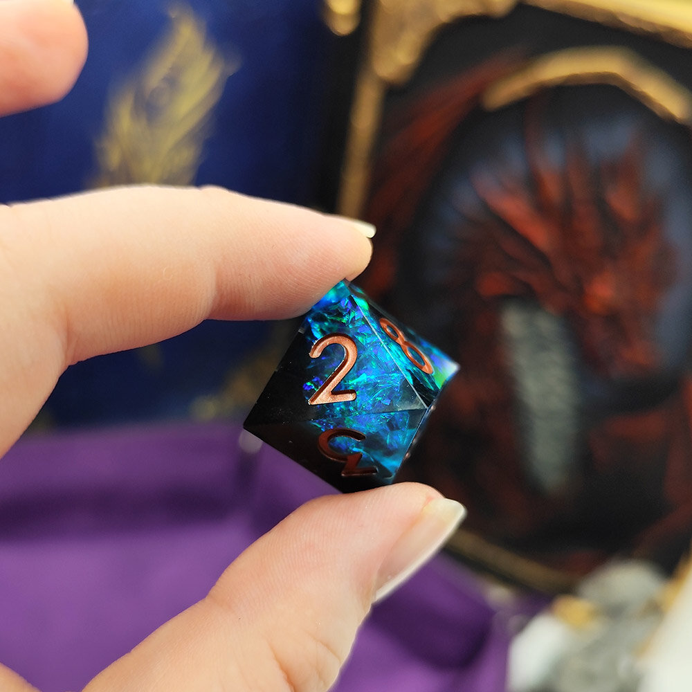 Zestaw kości wielościennych RPG holograficzne premium ostre DnD