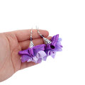 Szerokie kolczyki kwiaty Lume Design lawendowe fioletowe srebrne