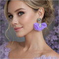 Kolczyki Kwiaty Wiszące Lawendowe Sztyfty Lekkie