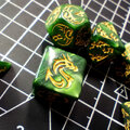 Zestaw kości RPG Dragon's Jade zielone ze smokami