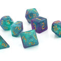Zestaw kości RPG Aurora Dreams turkusowo-fioletowe z brokatem Zestaw kości RPG Aurora Dreams turkusowo-fioletowe z brokatem