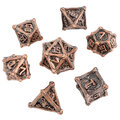 Zestaw 7 metalowych kości RPG w kolorze oksydowanej miedzi z rzeźbieniami | Metalowe Kości Ancient Copper Dragon