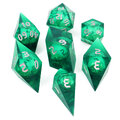 Zestaw zielonych kości RPG Gem of True Sight o nietypowych kryształowych kształtach Liquid Core