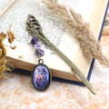 Zakładka z sową ametyst handmade prezent dla mola książkowego magiczna leśna