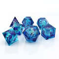 Zestaw kości wielościennych RPG żywica niebieskie ostre DnD