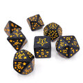 Zestaw kości RPG Midnight Stars czarne w żółte gwiazdki Zestaw kości RPG Midnight Stars czarne w żółte gwiazdki