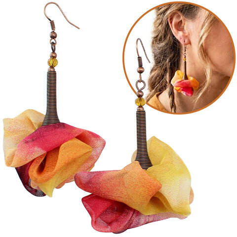 Unikatowe kolczyki kwiaty Lume Design jesienny multikolor antyczna miedź Unikatowe kolczyki kwiaty Lume Design jesienny multikolor antyczna miedź