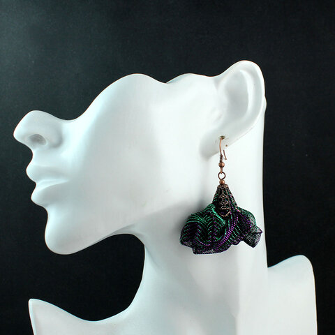 Ultralekkie kolczyki kwiaty Lume Design duochrom zielony fiolet siateczka miedź Ultralekkie kolczyki kwiaty Lume Design duochrom zielony fiolet siateczka miedź