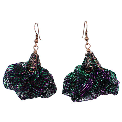 Ultralekkie kolczyki kwiaty Lume Design duochrom zielony fiolet siateczka miedź Ultralekkie kolczyki kwiaty Lume Design duochrom zielony fiolet siateczka miedź