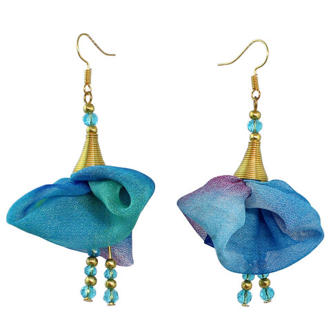 Kolczyki Kwiaty Niebieskie Multikolor Kryształki – Lume Design