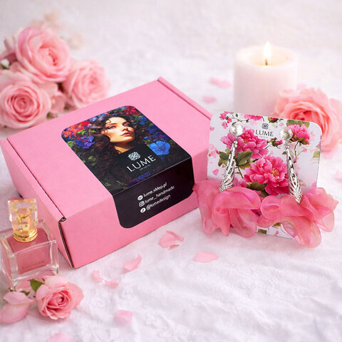 Długie kolczyki kwiaty mieniące się różowe pomarańczowe sztyfty