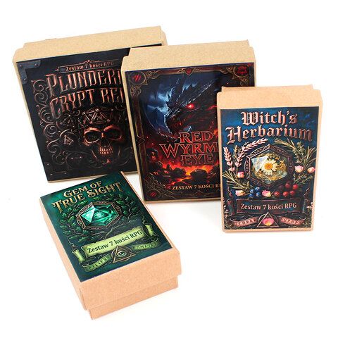 Metalowe czarne kości RPG z czerwonymi odpryskami farby imitującymi krew | Kości Metalowe Bloodied Iron Lume Design