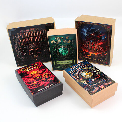 Metalowe kości RPG w kolorze ciemnego srebra (gunmetal) z rzeźbionymi twarzami orków | Kości Metalowe Orc Ironhide Lume Design