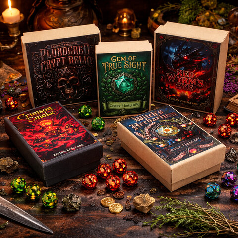 Zestaw 7 metalowych kości RPG w kolorze oksydowanej miedzi z rzeźbieniami | Metalowe Kości Ancient Copper Dragon