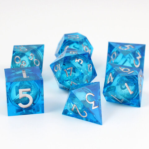 Zestaw niebieskich kości RPG Mana Potion Liquid Core z wirującym pyłkiem