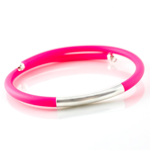 Minimalistyczna bransoletka owijana neonowa różowa