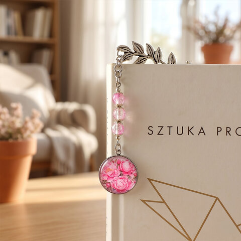 Zakładka do książki Kwiaty Piwonie Prezent Nauczyciela Mamy