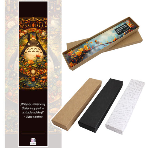 Zakładka do książki z antycznego brązu z motywem w kształcie sowy, małym listkiem i uroczym Duchem Lasu Totoro z parasolką pod szkłem.