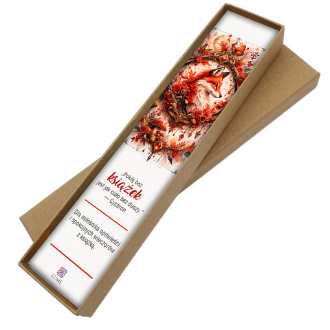 Metalowa zakładka do książki w kształcie ozdobnego lisa w kolorze antycznego brązu z jaspisem cesarskim i grafiką lisa pod szkłem. Metalowa zakładka do książki w kształcie ozdobnego lisa w kolorze antycznego brązu z jaspisem cesarskim i grafiką lisa pod szkłem.